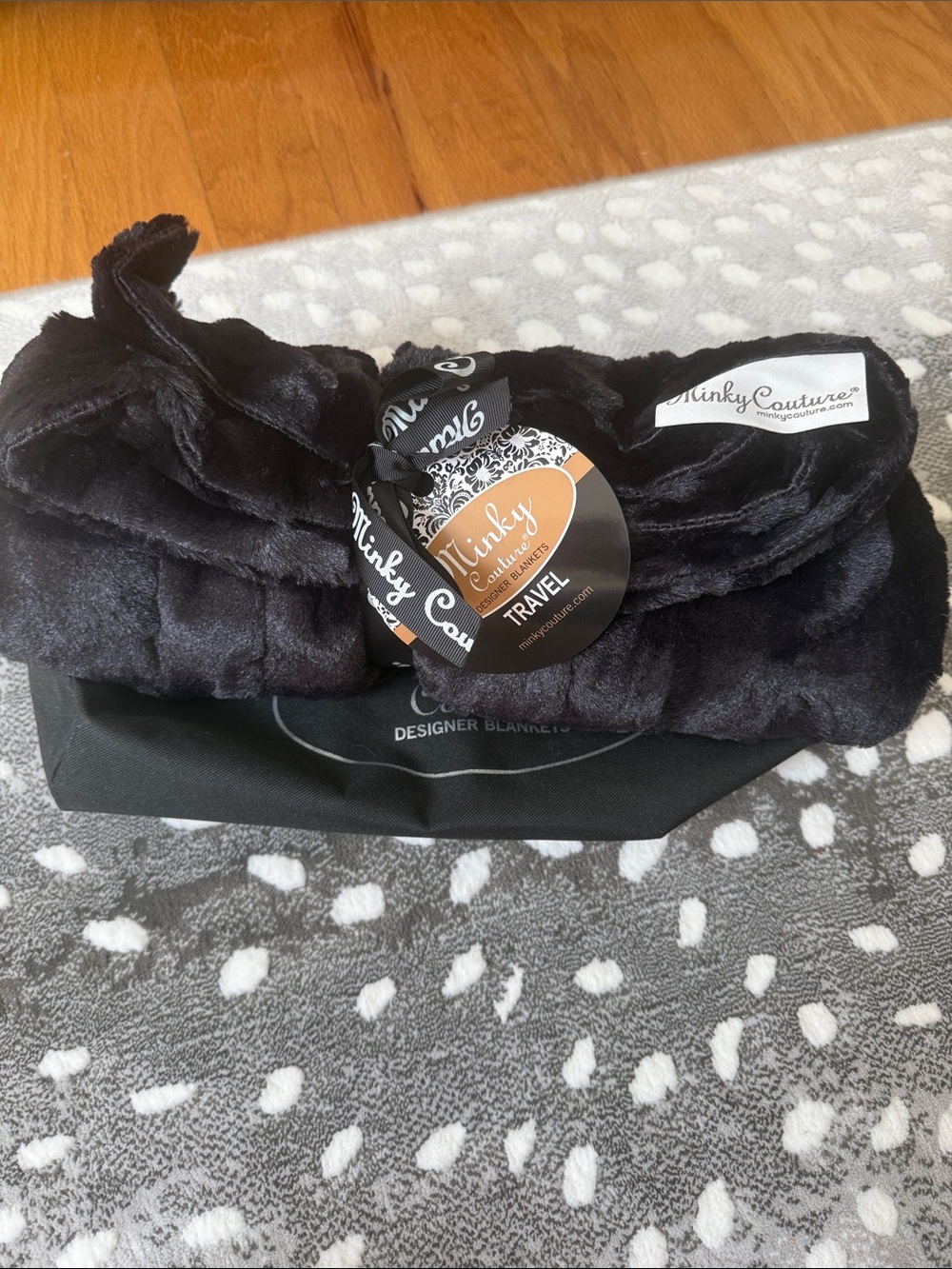Minky Couture Travel Plush Throw Blanket - Black